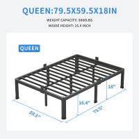 Maf 18 Inch Queen Bed Frames With Round Corner Legs Mattress Slide Stopper No Box Spring Needed Heavy Duty Metal Platform Bed Fr