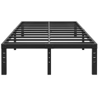 Aldrich 14 Inch Metal California King Size Bed Frame Double Black Basic Steel Slats Cali Platform Easy Assembly Heavy Duty No