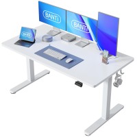 Banti 63'' Standing Desk, Electric Stand Up Height Adjustable Home Office Table, Sit Stand Desk With Splice Board, White