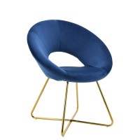 Best Master Furniture Williams 28 Velvet Accent Chair in BlueGold Plated