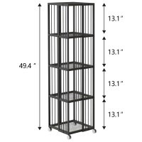 Huhote Rotating Bookcase Black 4 Tiers Metal Bookshelf, 360Cubic Bookshelf For Small Space With Storage And Creative Multi-Layer Shelves,Magazine&Books For Bedroom Living Room Study And Office