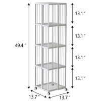 Huhote Rotating Bookcase White 4 Tiers Metal Bookshelf Large Capacity For Small Space With Storage And Creative Multi-Layer Shelves,Magazine&Books For Bedroom Living Room Study And Office