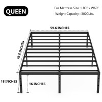 Hobinche 18 Inch Metal Bed Frame Queen Size No Box Spring Needed Easy Assembly Heavy Duty Noise Free Narrow Bedframes Double