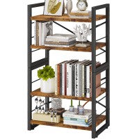 Homeiju Bookshelf Dorm Desk Hutch Desk Shelf Organizer 4 Tier Stackable Bookcase Adjustable Industrial Book Shelf Storage Or