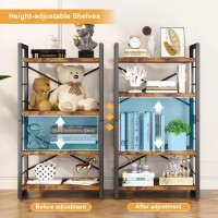 Homeiju Bookshelf Dorm Desk Hutch Desk Shelf Organizer 4 Tier Stackable Bookcase Adjustable Industrial Book Shelf Storage Or