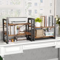 Homeiju Bookshelf Dorm Desk Hutch Desk Shelf Organizer 4 Tier Stackable Bookcase Adjustable Industrial Book Shelf Storage Or