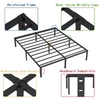 Hobinche 18 Inch Metal King Size Bed Frame No Box Spring Needed Easy Assembly Heavy Duty Noise Free Narrow Bedframes Double