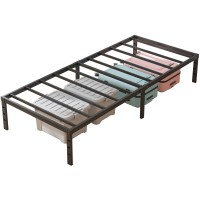 Hobinche 18 Inch Metal Twin Bed Frame No Box Spring Needed Easy Assembly Heavy Duty Noise Free Narrow Bedframes Single Black