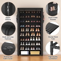 Rojasop 10 Tier Shoe Rack With Covers Large Capacity Stackable Tall Shoe Shelf Storage To 5055 Pairs Shoes And Boots Sturdy Met