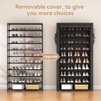 Rojasop 10 Tier Shoe Rack With Covers Large Capacity Stackable Tall Shoe Shelf Storage To 5055 Pairs Shoes And Boots Sturdy Met