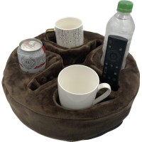 Xchouxer Couch And Bed Cup Holder Pillow Sofa Organizer Caddy For Drinks Remotes Phones Snacks Brown