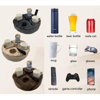 Xchouxer Couch And Bed Cup Holder Pillow Sofa Organizer Caddy For Drinks Remotes Phones Snacks Brown