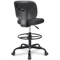 Primy Office Drafting Chair Armless, Tall Office Desk Chair Adjustable Height And Footring, Mid-Back Ergonomic Standing Desk Chair Mesh Rolling Tall Chair For Art Room, Office Or Home(Black)