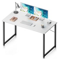 Coleshome 48 Inch Computer Desk, Modern Simple Style Desk For Home Office, Study Student Writing Desk, White Black