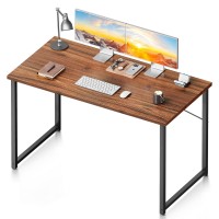 Coleshome 48 Inch Computer Desk, Modern Simple Style Desk For Home Office, Study Student Writing Desk, Deep Brown