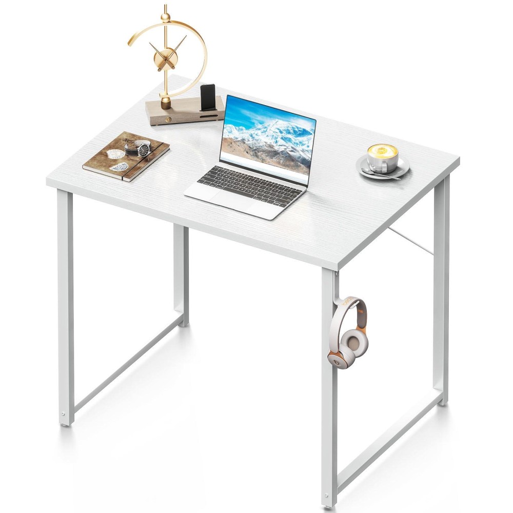 Coleshome 32 Inch Small Computer Desk Modern Simple Style Desk For Home Office Study Student Writing Desk White