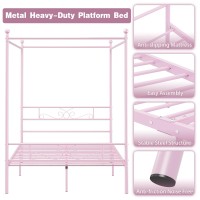 Weehom Full Canopy Bed Frame With Headboard And Footboard 4 Posters Metal Bed Frame No Box Spring Needed Mattress Foundation