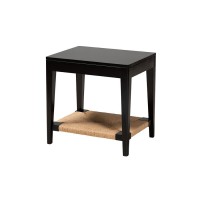 Baxton Studio Freya Modern Bohemian Black Finished Bayur Wood End Table