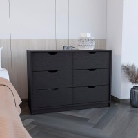 Depot E-Shop Houma 4 Drawer Dresser With 2 Lower Cabinets  Drawer Chest  Black