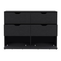 Depot E-Shop Houma 4 Drawer Dresser With 2 Lower Cabinets  Drawer Chest  Black