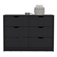 Depot E-Shop Houma 4 Drawer Dresser With 2 Lower Cabinets  Drawer Chest  Black