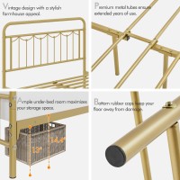 Yaheetech Full Size Metal Bed Frame With Vintage Headboard And Footboard, Farmhouse Platform, Heavy Duty Steel Slat Support, Ample Under-Bed Storage, No Box Spring Needed, Antique Gold