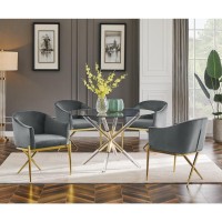 Best Master Dalton Gray Velvet Side Chairs in Gold