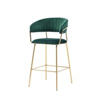 Best Master Furniture Bellai 29 Velvet Bar Stool in Green Set of 2