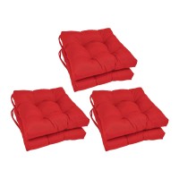 Blazing Needles 16-Inch Square Tufted Twill Chair Cushion, 16 X 16, Red 6 Count