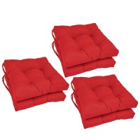 Blazing Needles 16-Inch Square Tufted Twill Chair Cushion, 16 X 16, Red 6 Count