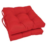 Blazing Needles 16-Inch Square Tufted Twill Chair Cushion, 16 X 16, Red 6 Count