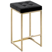 Jersey Black Velvet Counter Height Stool in Gold Set of 2