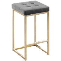 Jersey Cream Velvet Counter Height Stool in Gold Set of 2