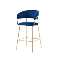 Best Master Furniture Bellai 29 Velvet Bar Stool in Blue Set of 2