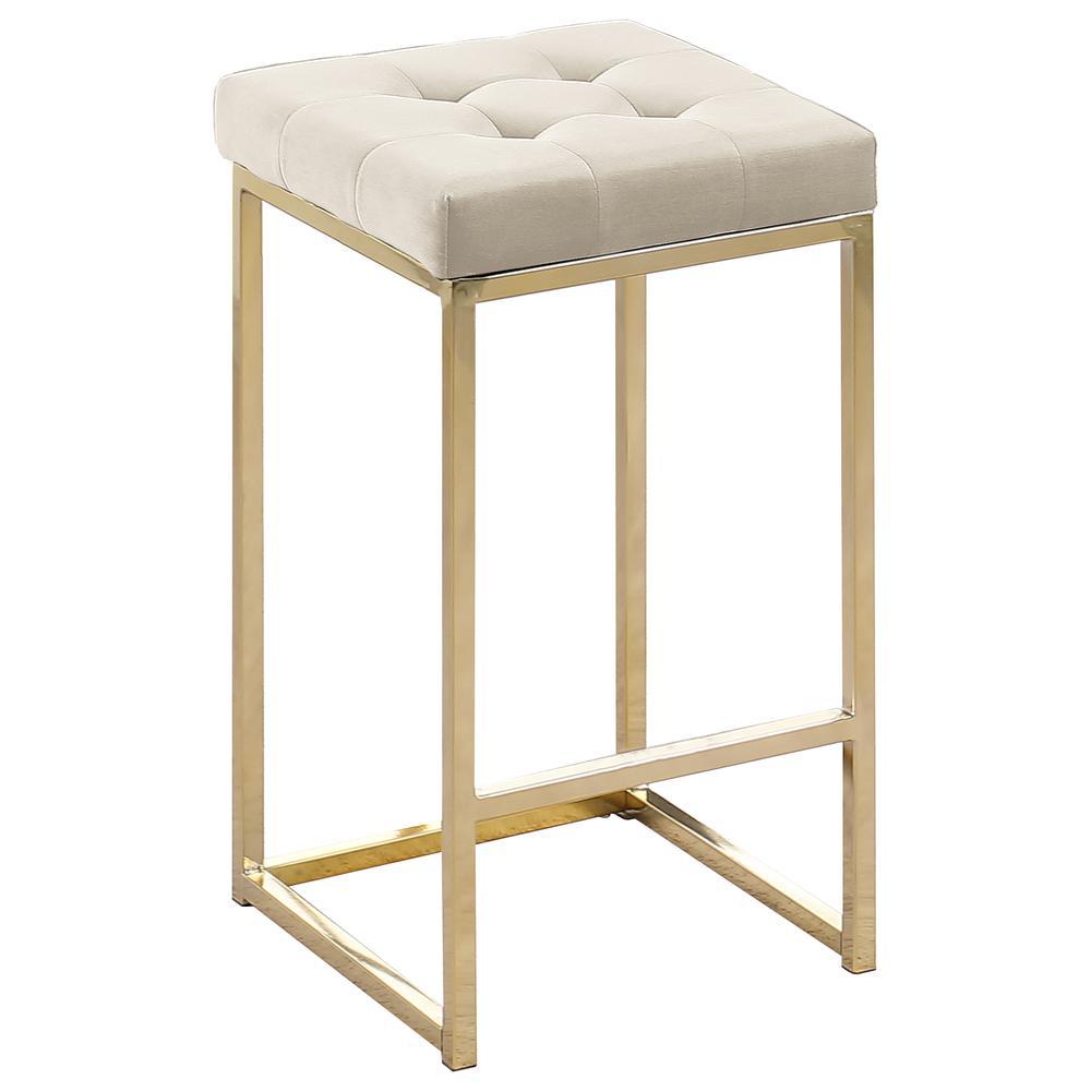 Jersey Blue Velvet Counter Height Stool in Gold Set of 2