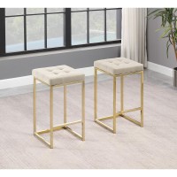 Jersey Blue Velvet Counter Height Stool in Gold Set of 2