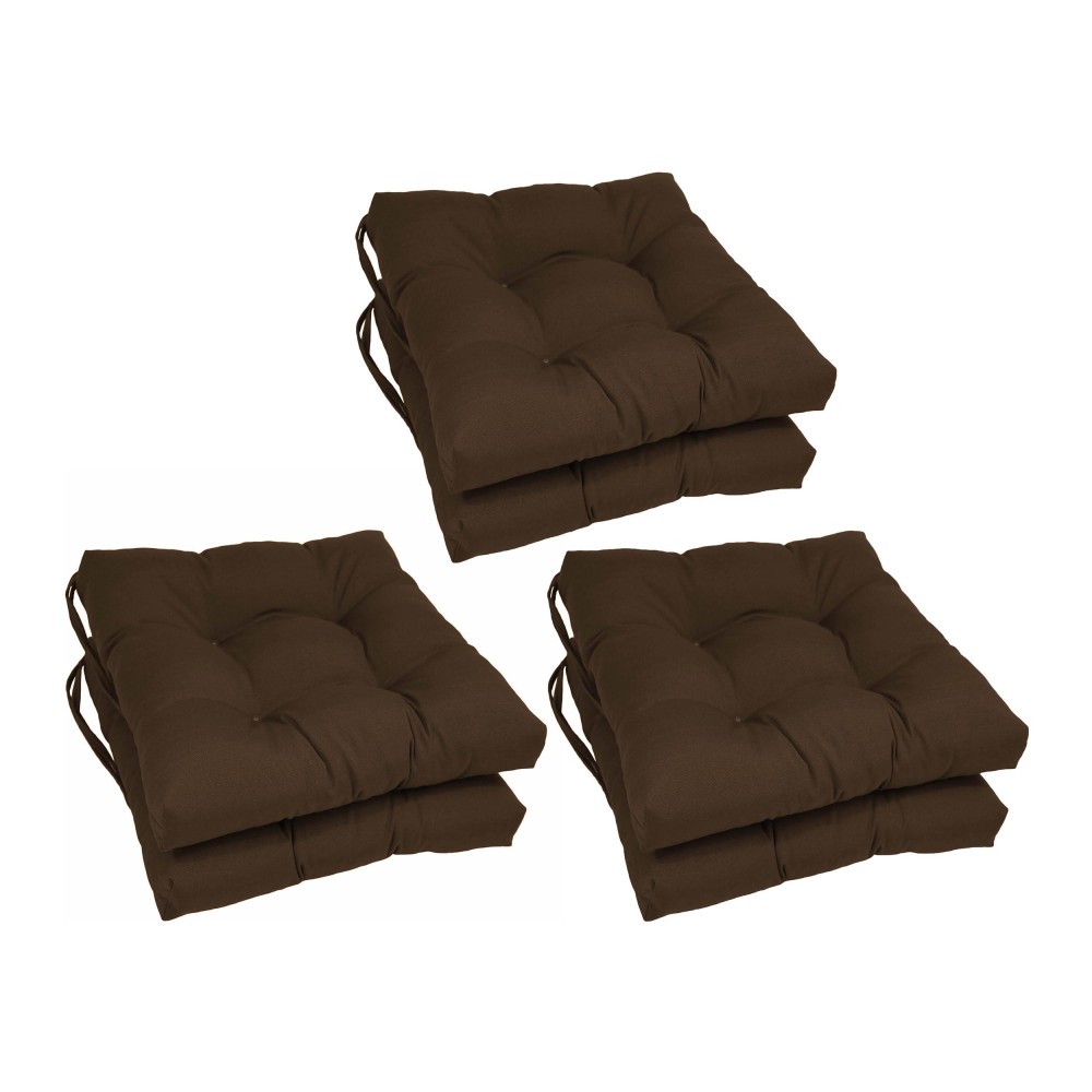 Blazing Needles 16-Inch Square Tufted Twill Chair Cushion, 16 X 16, Chocolate 6 Count