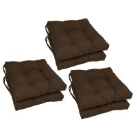 Blazing Needles 16-Inch Square Tufted Twill Chair Cushion, 16 X 16, Chocolate 6 Count