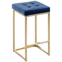 Jersey Gray Velvet Counter Height Stool in Gold Set of 2