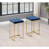 Jersey Gray Velvet Counter Height Stool in Gold Set of 2