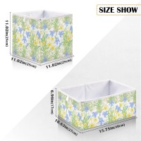 Kigai Spring Flowers Cube Storage Bin, Large Foldable Organizer Basket For Toys, Shelves, Laundry, Nursery -11 X 11 X 11 In