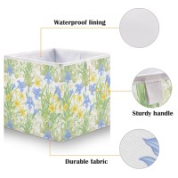 Kigai Spring Flowers Cube Storage Bin, Large Foldable Organizer Basket For Toys, Shelves, Laundry, Nursery -11 X 11 X 11 In