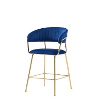 Best Master Furniture Bellai 24 Velvet Counter Stool in Blue Set of 2