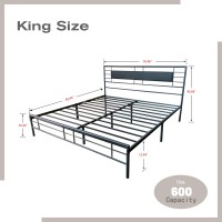 Nnv Metal King Size Platform Bed Frame With Headboard And Footboard Under Storage Steel Slat Size Mattress Foundation Black