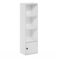 Furinno Luder 4Tier Shelf Bookcase with 1 Door Storage Cabinet White