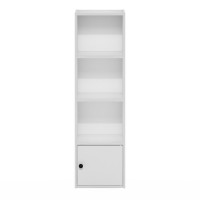 Furinno Luder 4Tier Shelf Bookcase with 1 Door Storage Cabinet White