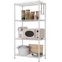 Homefort 4Shelving Unit Adjustable Wire Shelving Metal Wire Shelf With Shelf Liners And Hooks For Kitchen Closet Bathroom L