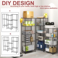 Homefort 5Shelving Unit Adjustable Wire Shelving Metal Wire Shelf With Shelf Liners And Hooks For Kitchen Closet Bathroom