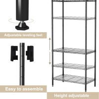 Homefort 5Shelving Unit Adjustable Wire Shelving Metal Wire Shelf With Shelf Liners And Hooks For Kitchen Closet Bathroom