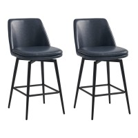 Chita Counter Height Swivel Barstools Fsc Certified Upholstered Faux Leather Bar Stools Set Of 2 Metal Base 272 Seat Heigh